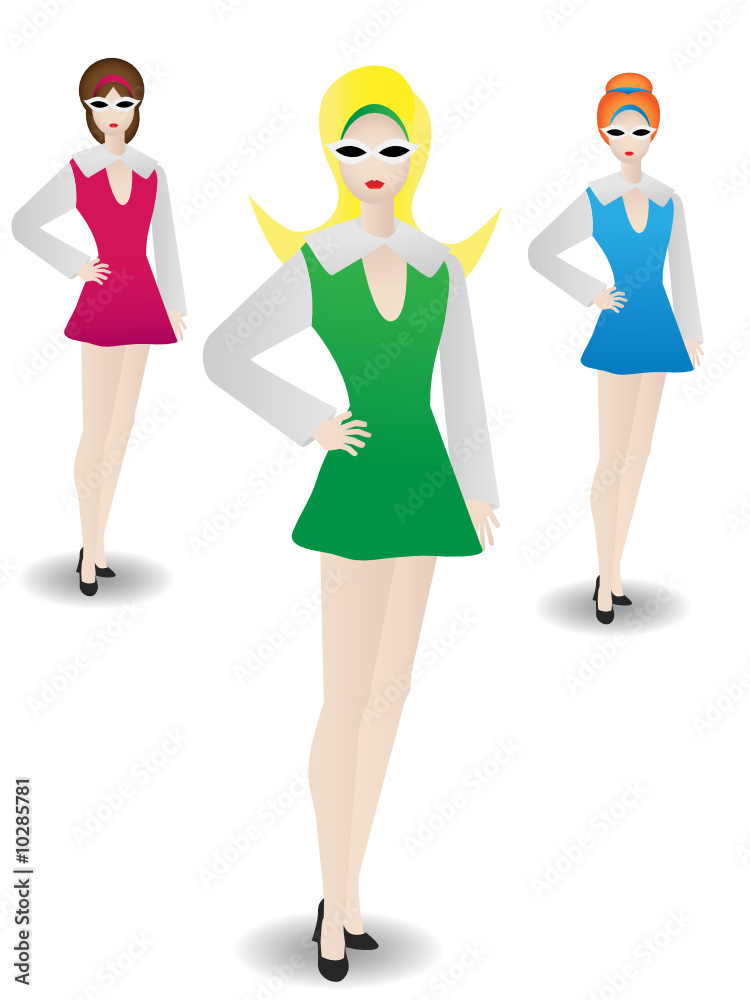 Stylish Retro Woman Standing in Modeling Poses Stylish Retro Woman Standing in Modeling Poses
