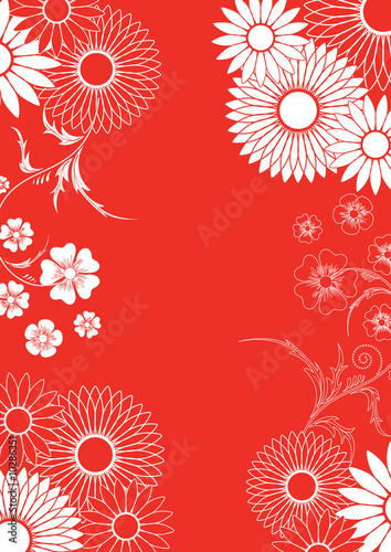 Red floral ornement, vector illustration