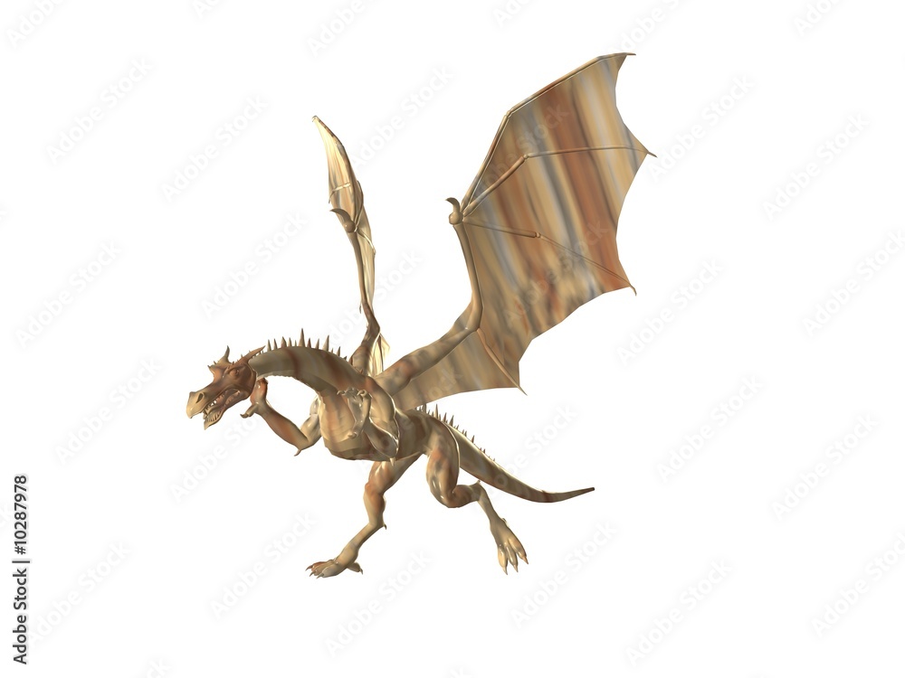 3D illustration of a stone dragon isolated on white 3D illustration of a stone dragon isolated on white