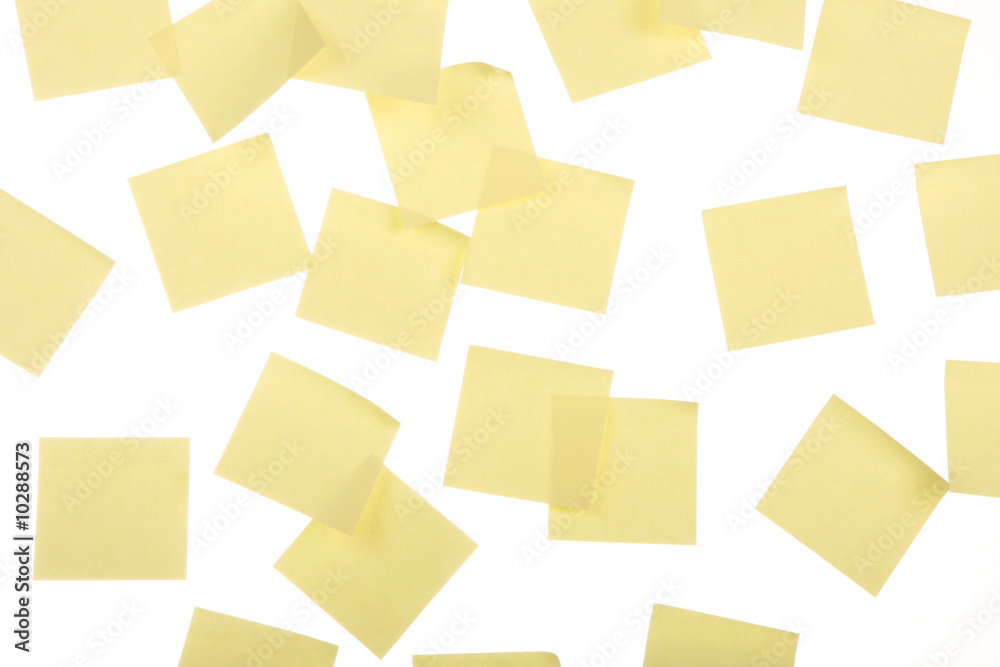 Yellow post it notes on a white background, Yellow post it notes on a white background,