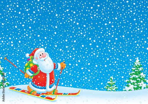 Santa Claus skier