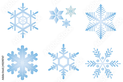 Snow flakes collection on white background