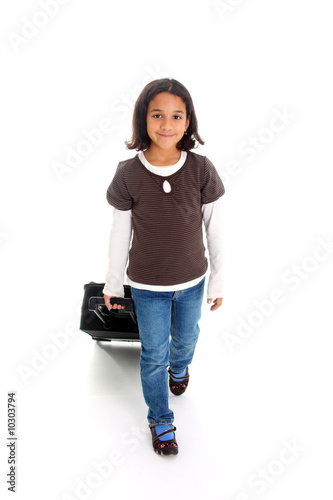 Girl with her suitcase read...