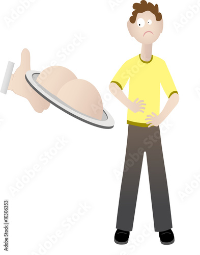 Man having his behind served to him