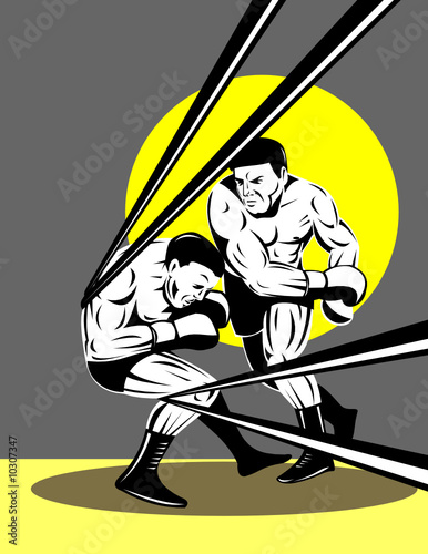 Boxer knocking out opponent