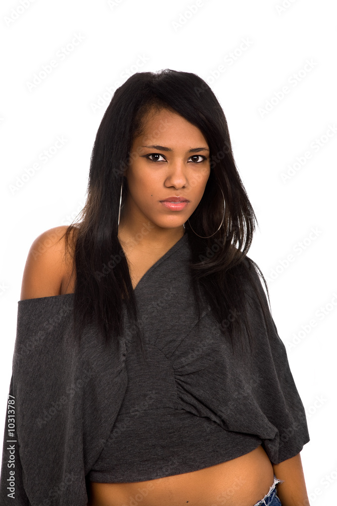 young beautiful woman portrait, isolated on white young beautiful woman portrait, isolated on white