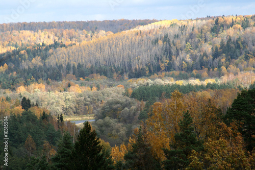 shadow on hills Gauja national park in Latvia