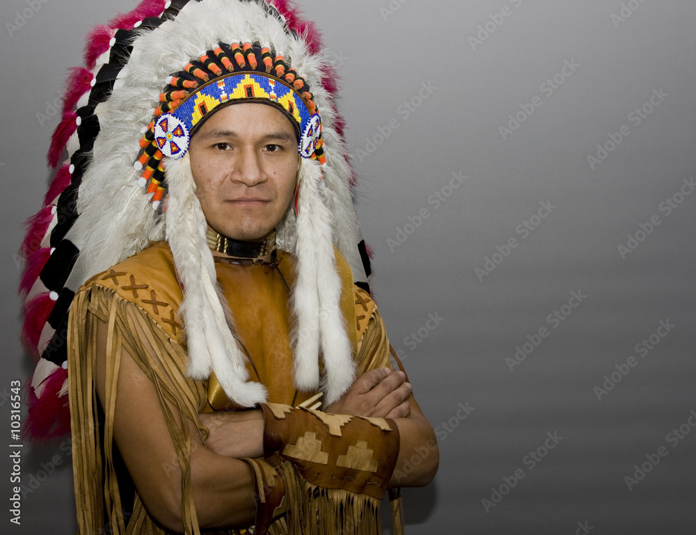 Portrait of a native american in a studio