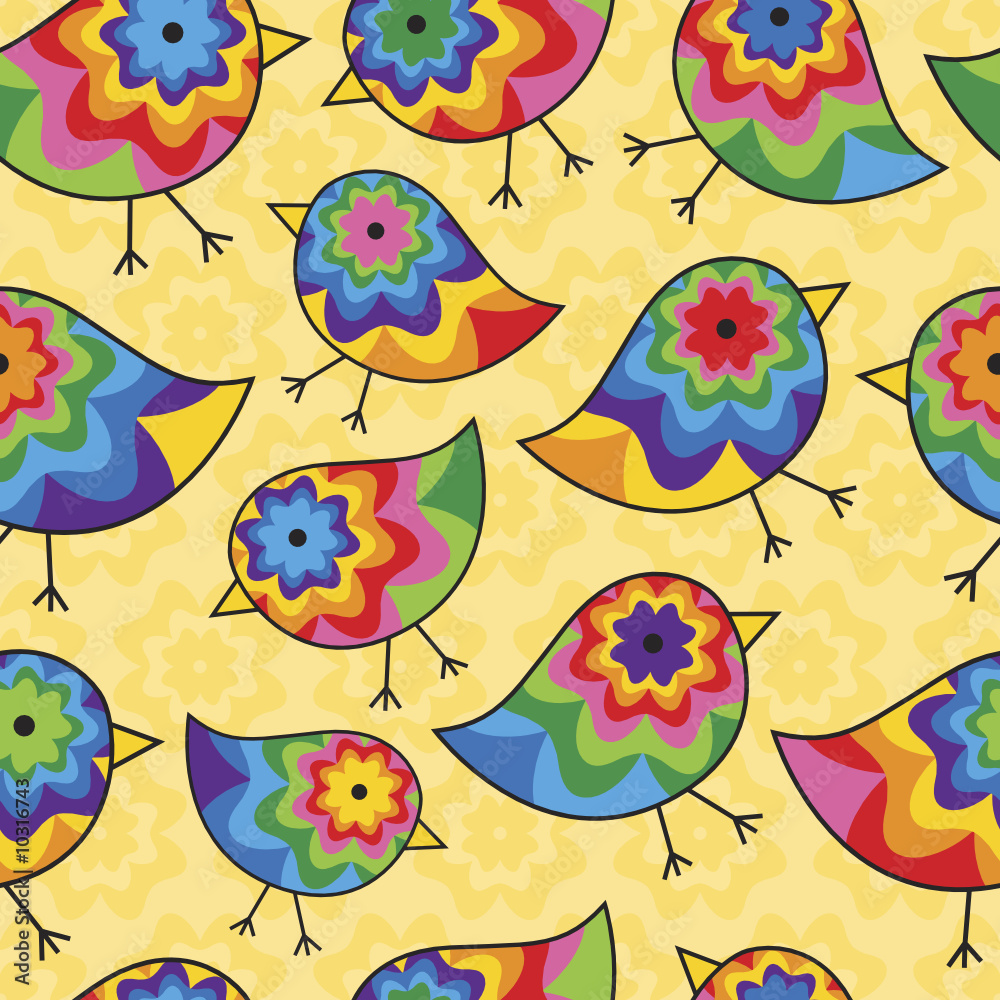 Colorful Seamless Repeating Chick Background