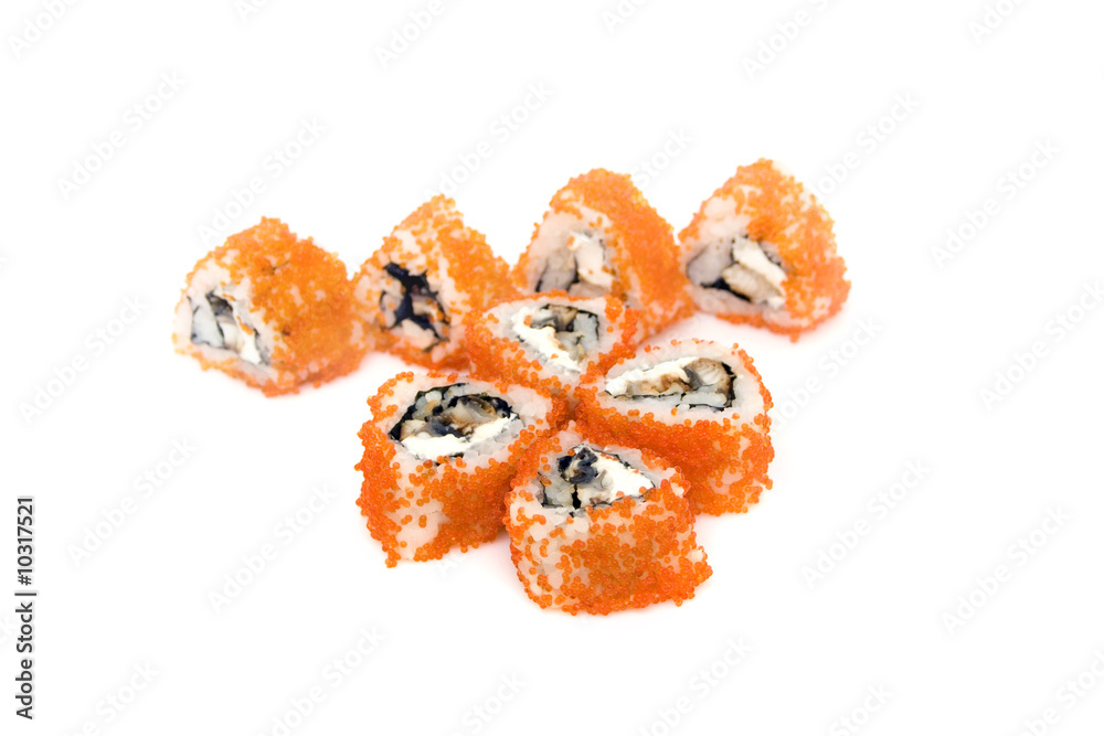 Canada-sushi rolls are isolated on white background Canada-sushi rolls are isolated on white background