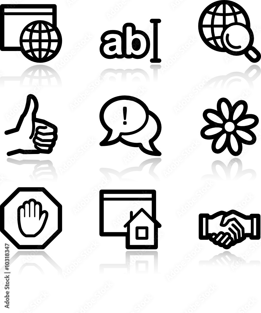 Internet communication black contour web icons V2 - obrazy, fototapety, plakaty 