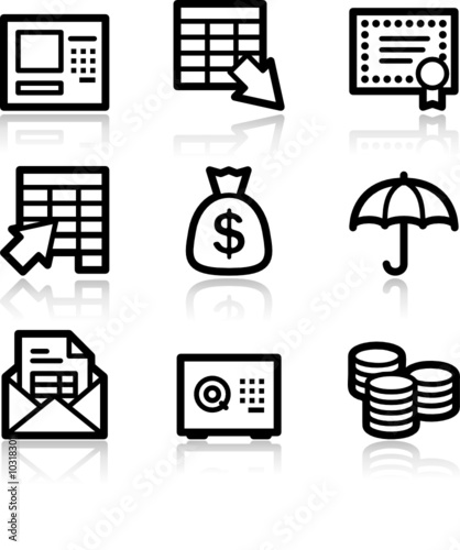 Banking black contour web icons V2