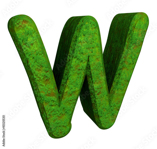 3d letter W in green grass