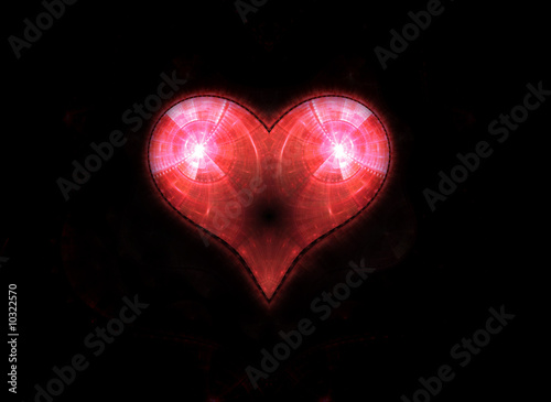 A fractal heart shape background with lots of copy space.