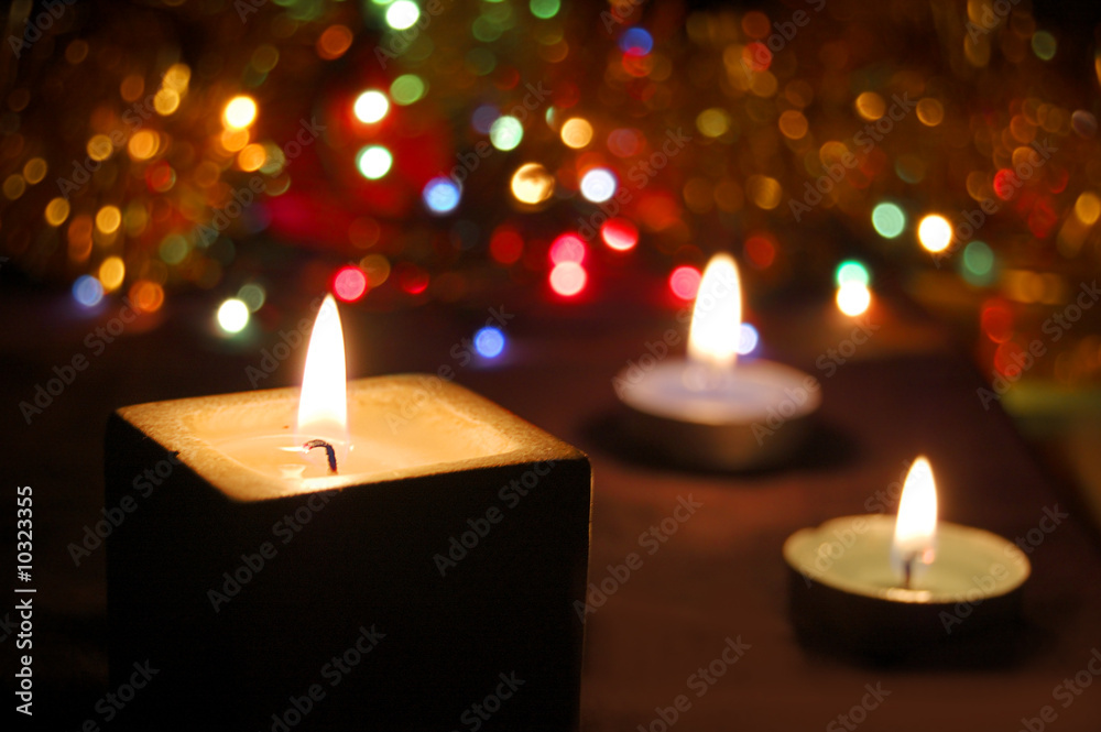 candles lit with colorful background
