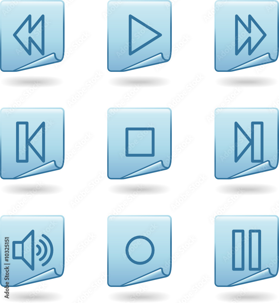 Walkman web icons, blue sticker series Walkman web icons, blue sticker series