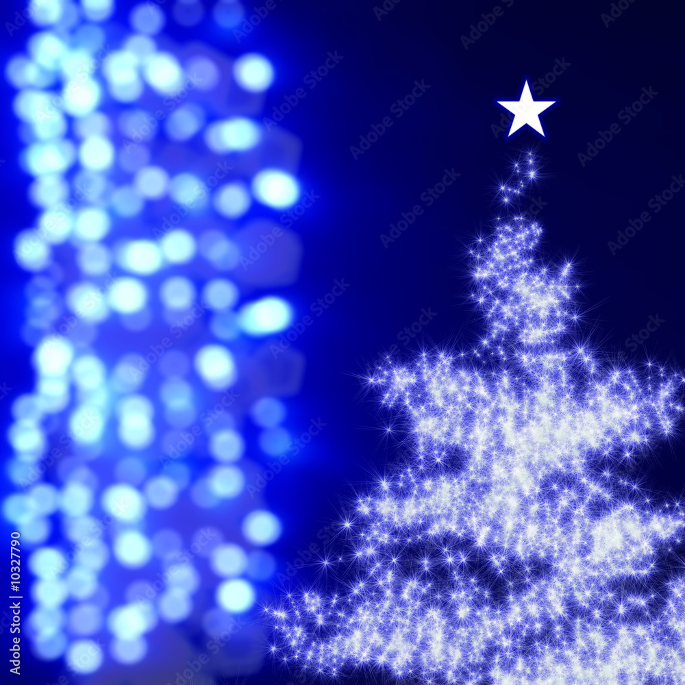 青い光とクリスマスツリー 青い光とクリスマスツリー
