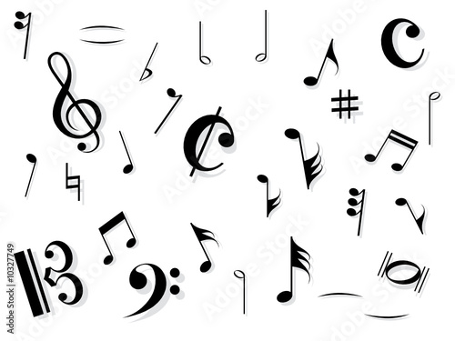 Large musical note set with shadows