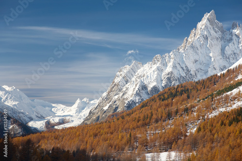 Mountain landscape in fall season: Mont Blanc massif; Italy