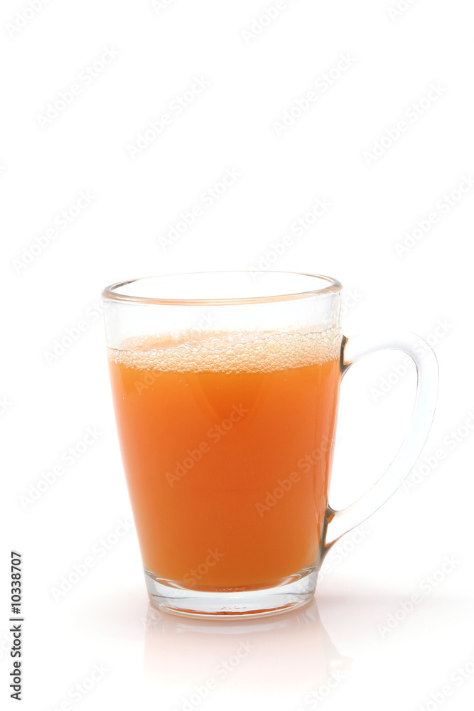 little transparent glass with orange juice little transparent glass with orange juice