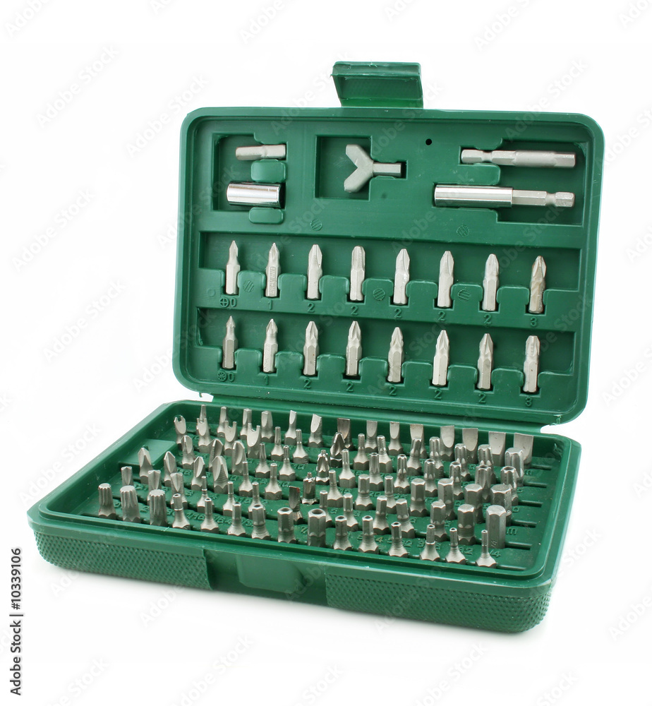 Set of casing heads in case isolated on a white background Set of casing heads in case isolated on a white background