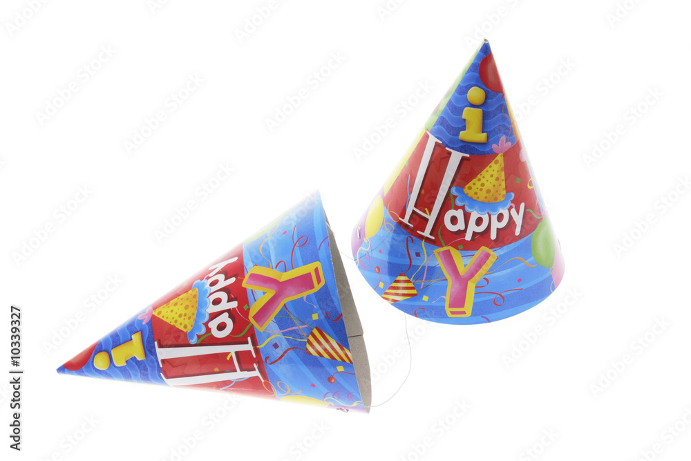 Party Hats on Isolated White Background