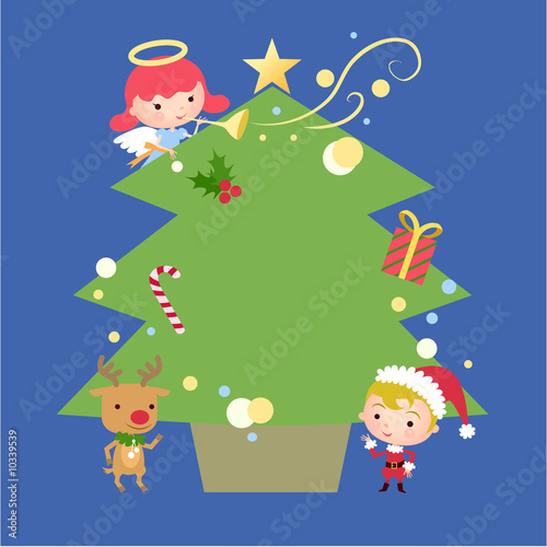 A Christmas tree and children