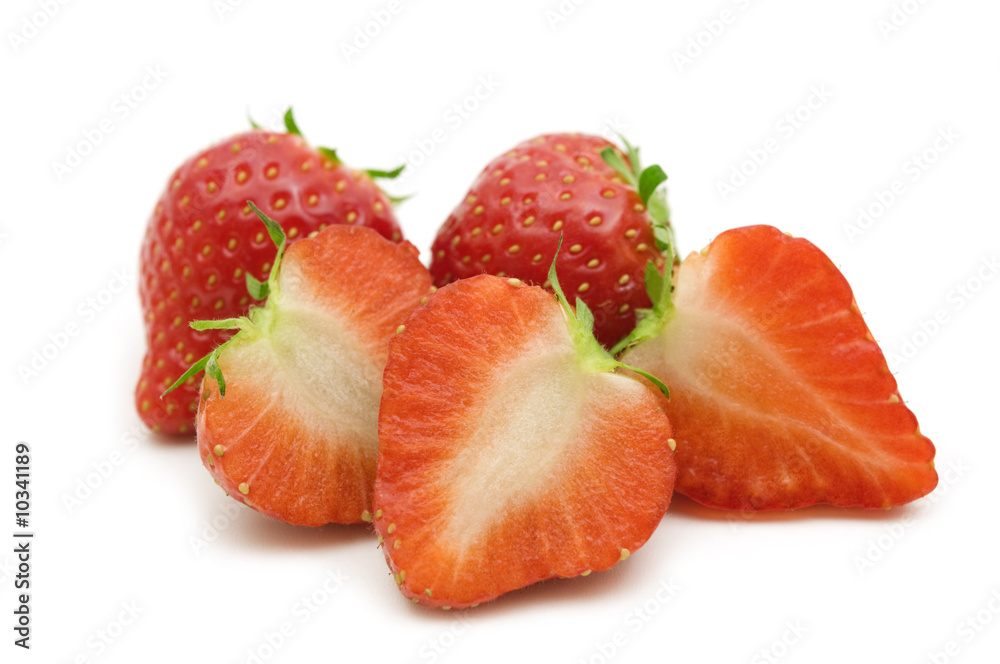 fresh slice strawberries on white background fresh slice strawberries on white background