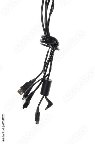the knotted electric kable isolated on a white