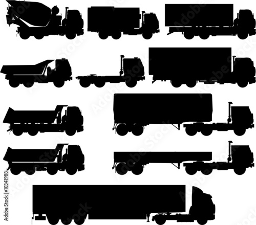 Vector truck silhouettes set