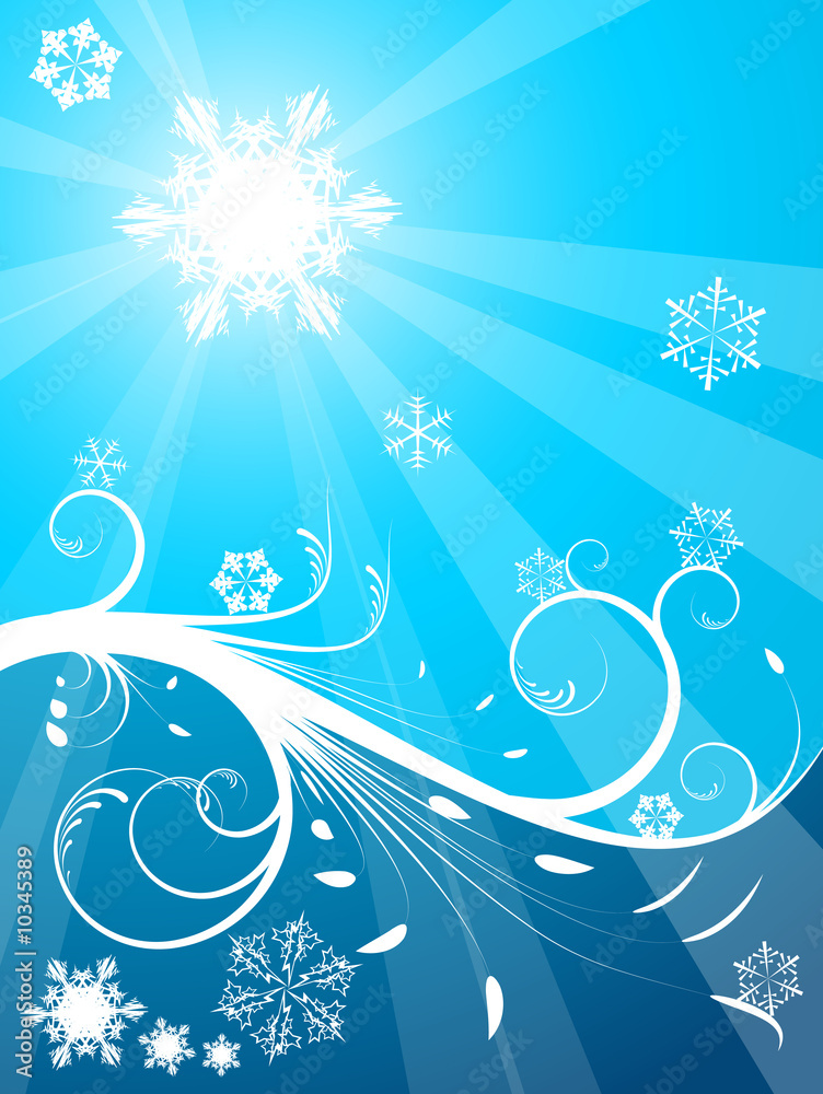 Cold Christmas background with snowflakes - light and dark blue Cold Christmas background with snowflakes - light and dark blue