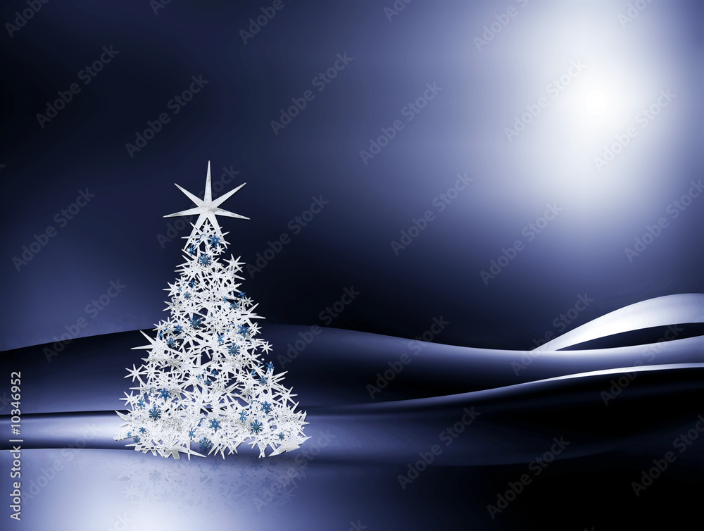 Sparkling decorated Christmas tree with snowflakes and stardust Sparkling decorated Christmas tree with snowflakes and stardust