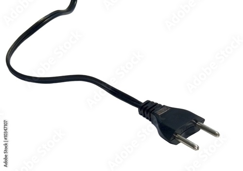 Plug of electricity on power cord isolated on white background