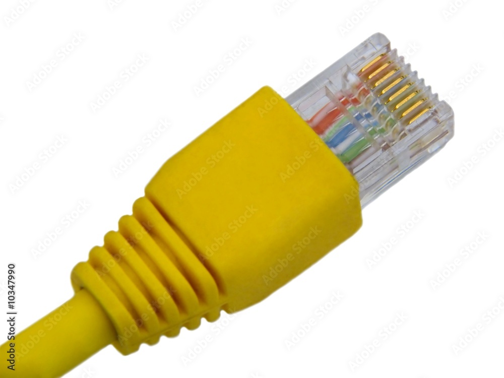 Yellow utp cat5 network cable isolated on white background Yellow utp cat5 network cable isolated on white background