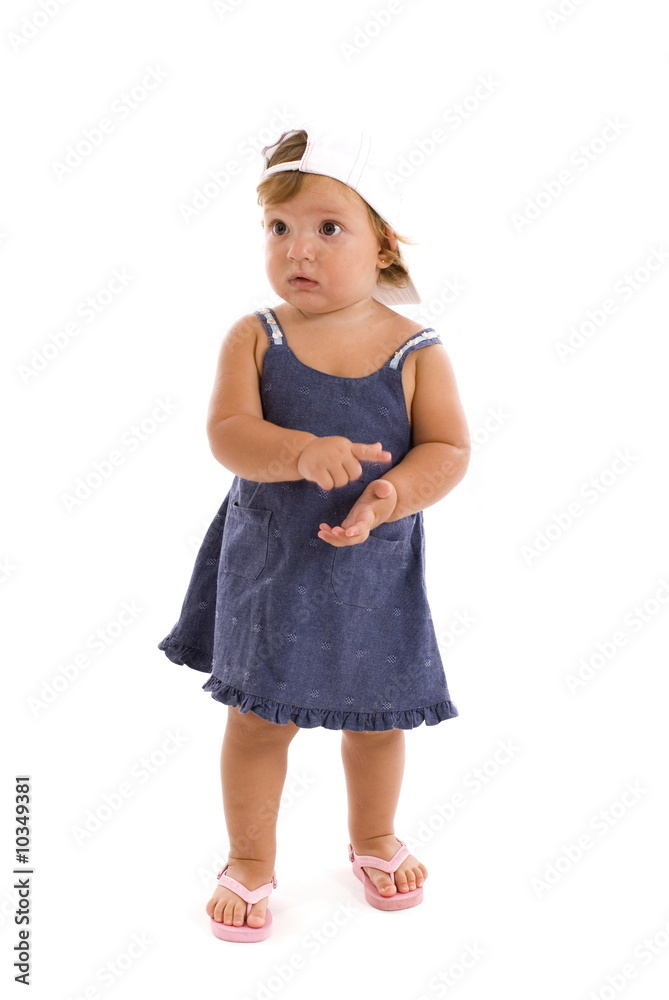 Cute Baby Counting with the hands on white . Cute Baby Counting with the hands on white .