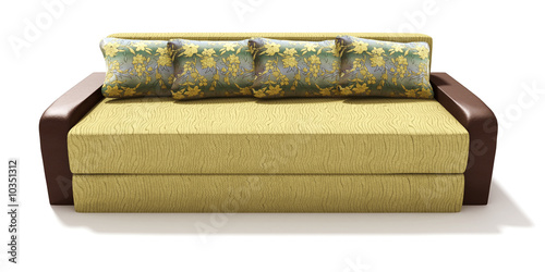 yellow sofa on white background