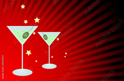 Editable  vector party background - two  martini glasses