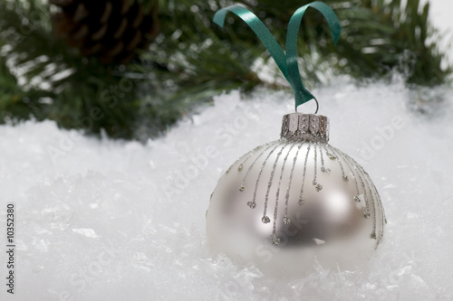 Silver Christmas Glass Ornament