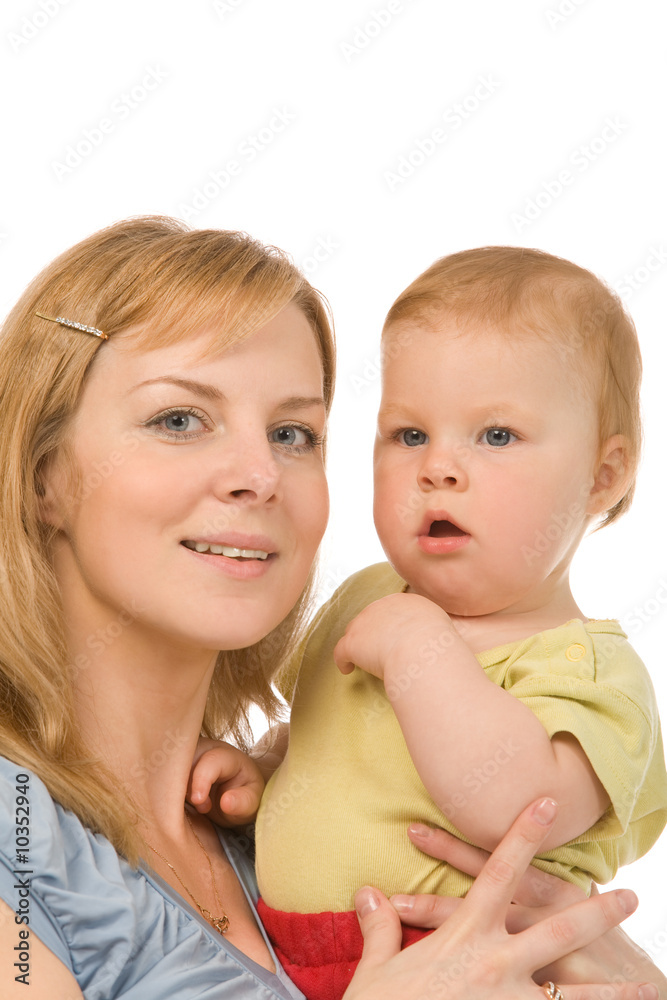 mother and daughter isolated on a white background mother and daughter isolated on a white background