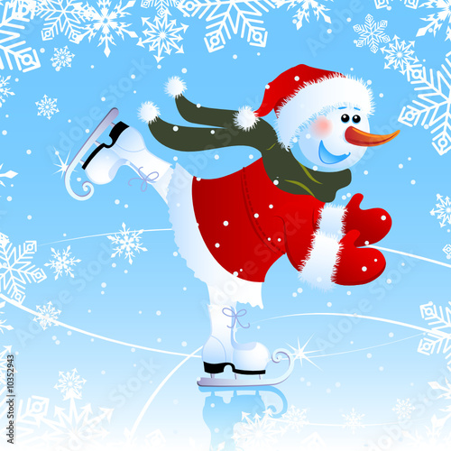 snowman on a skating rink