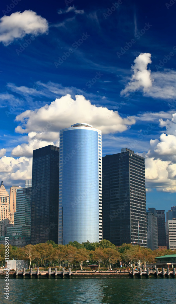 The high-rise office buildings in downtown Manhattan The high-rise office buildings in downtown Manhattan