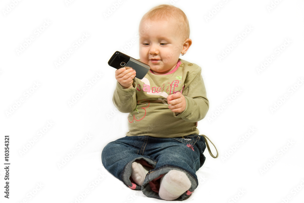 little baby with a cellphone little baby with a cellphone