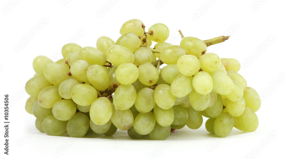 isolated bunch of green grapes on a white background isolated bunch of green grapes on a white background