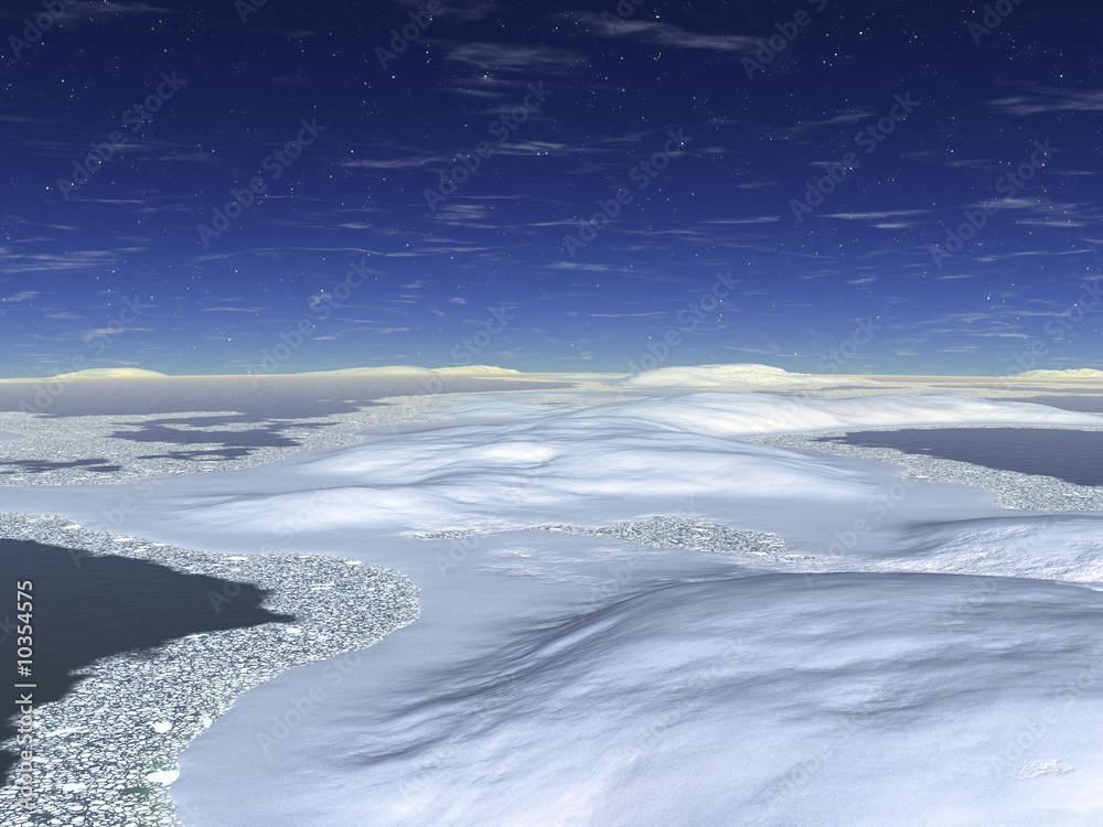 The night sky. Snowdrifts on seacoast. An illustration The night sky. Snowdrifts on seacoast. An illustration