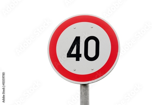 Speed limit traffic sign isolated on a white
