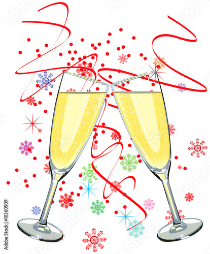 Vector illustration of two glass of champagne