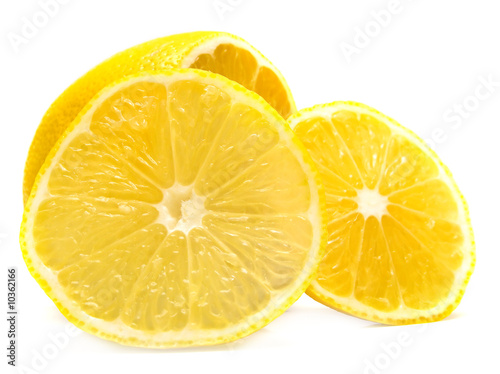 ripe juicy lemon on white. Isolation. Shallow DOF