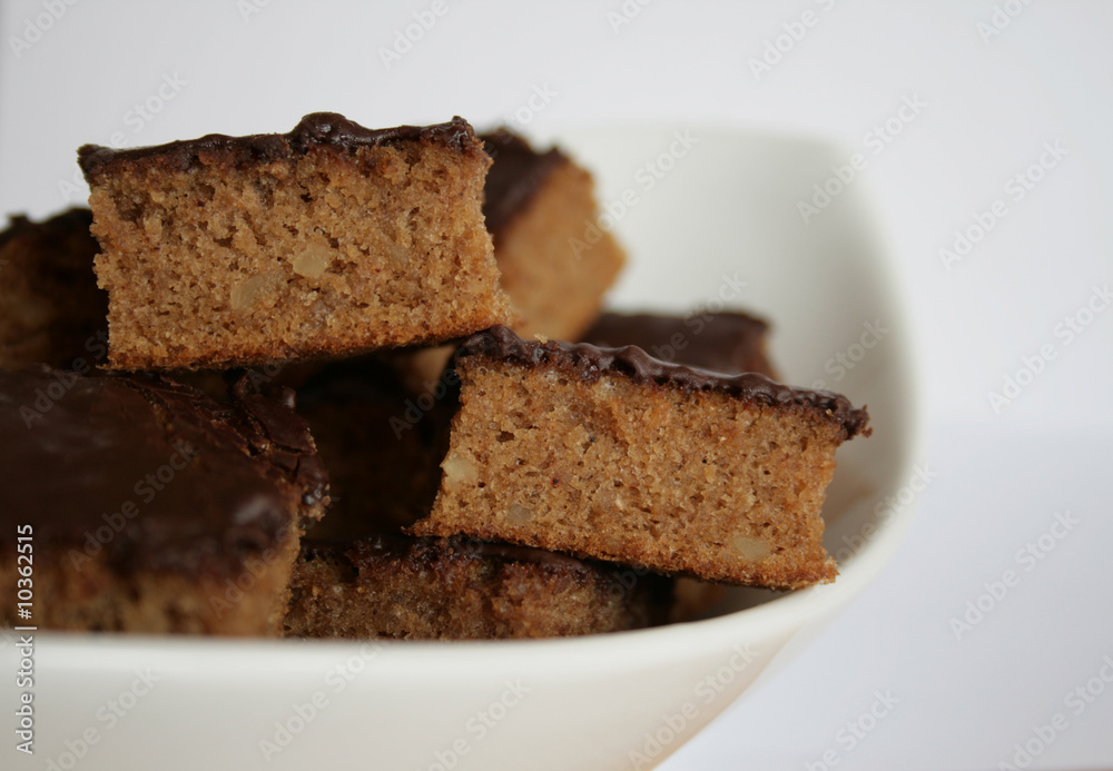 pieces of gingerbread on a white plate