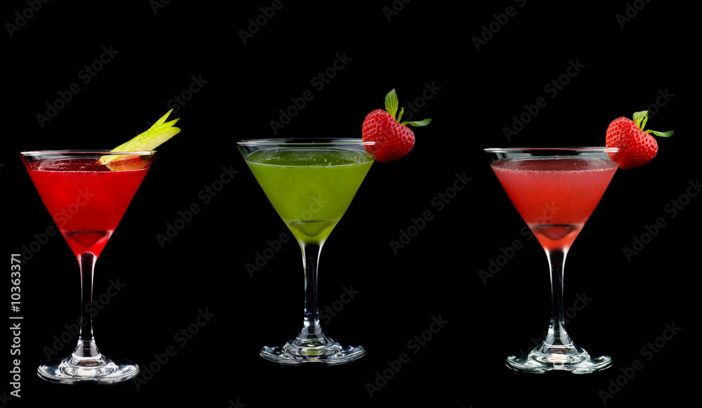 Cocktail drink on fruit/  isolated