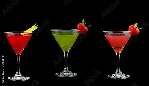 Cocktail drink on fruit/  isolated